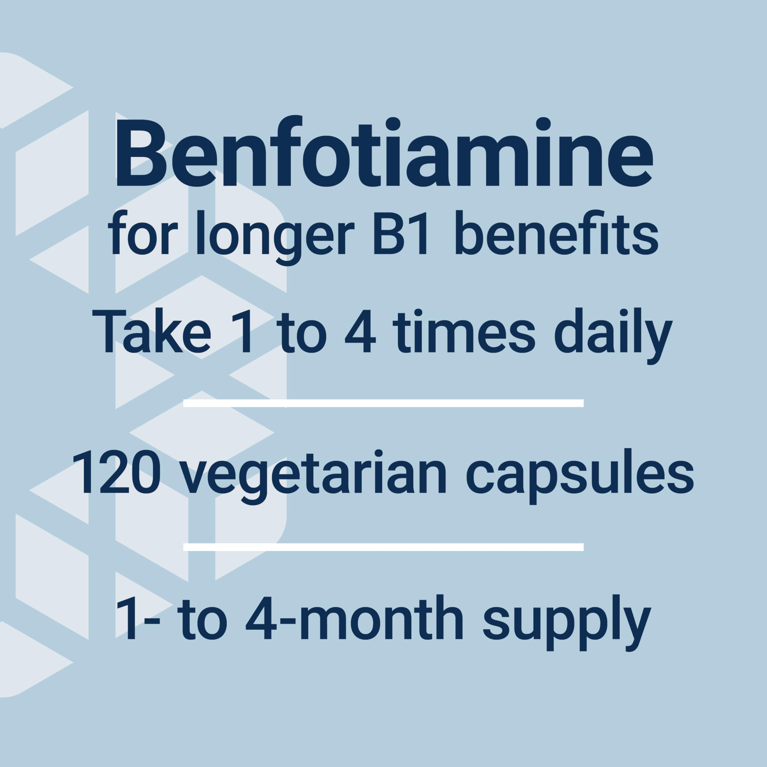 Life Extension Mega Benfotiamine pill closeup suggests a strong 250 mg dose.