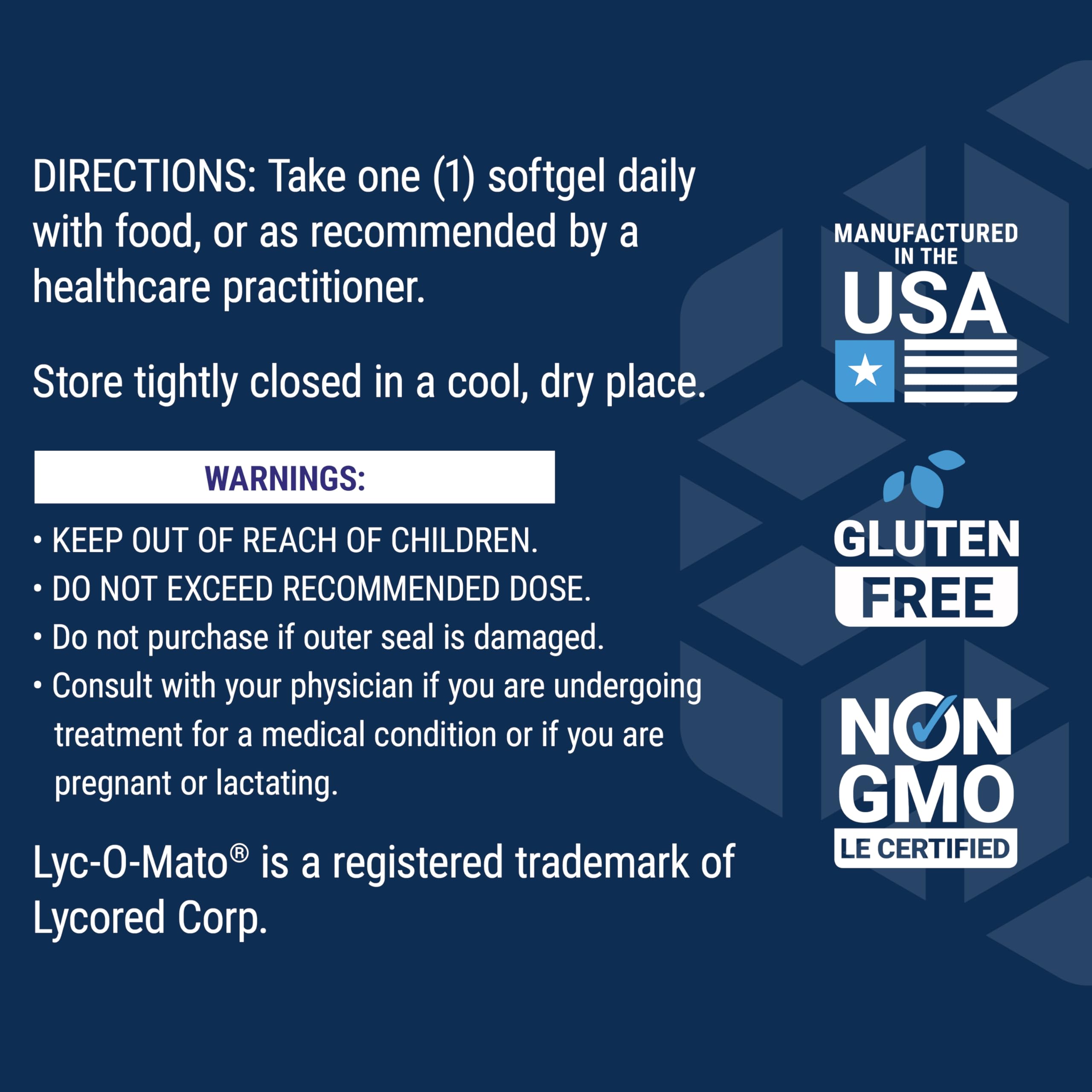 Life Extension Mega Lycopene COA certificate document shown.