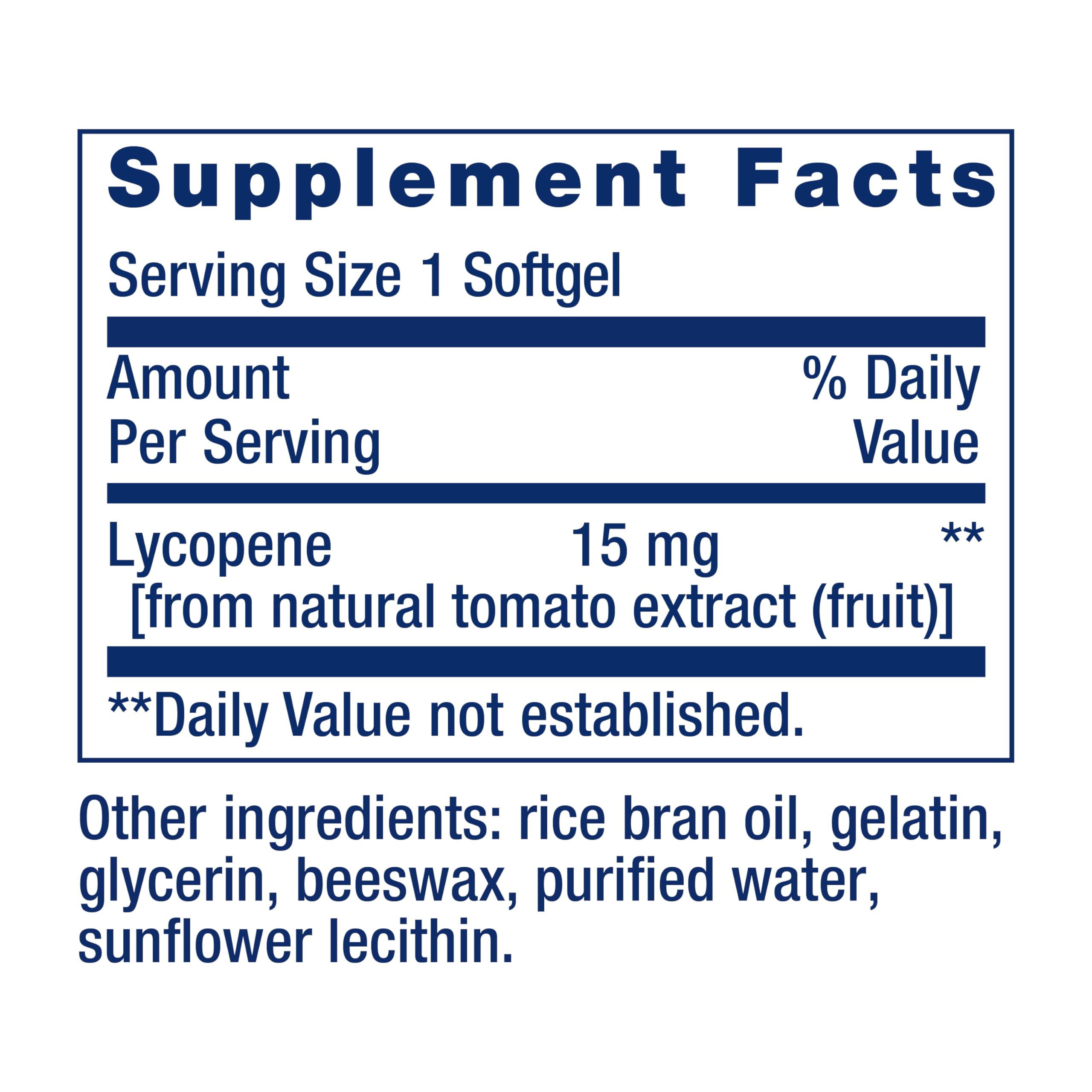 Life Extension Mega Lycopene label showing ingredients and non-GMO commitment.