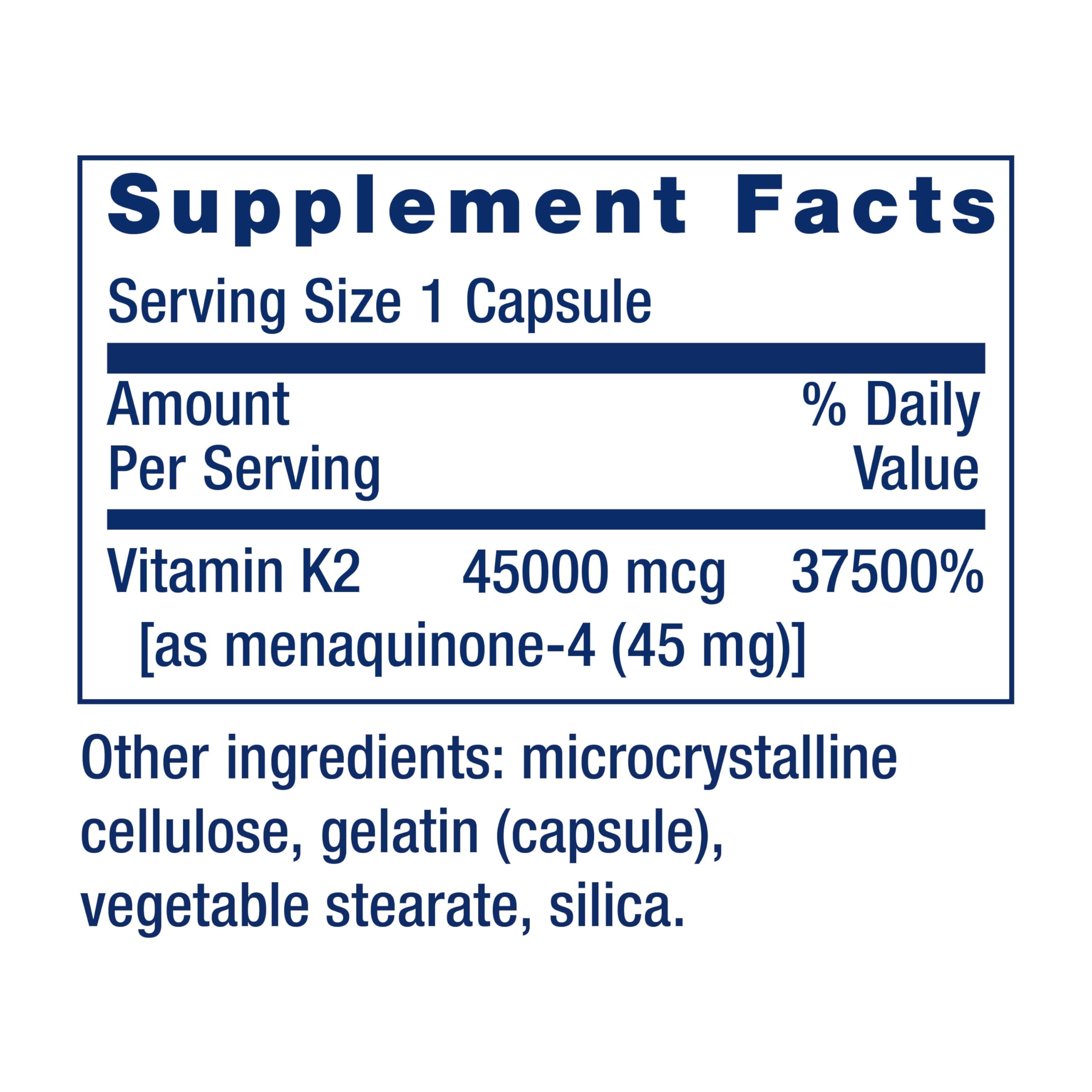 Life Extension Mega Vitamin K2 capsules closeup emphasizes potency and purity.