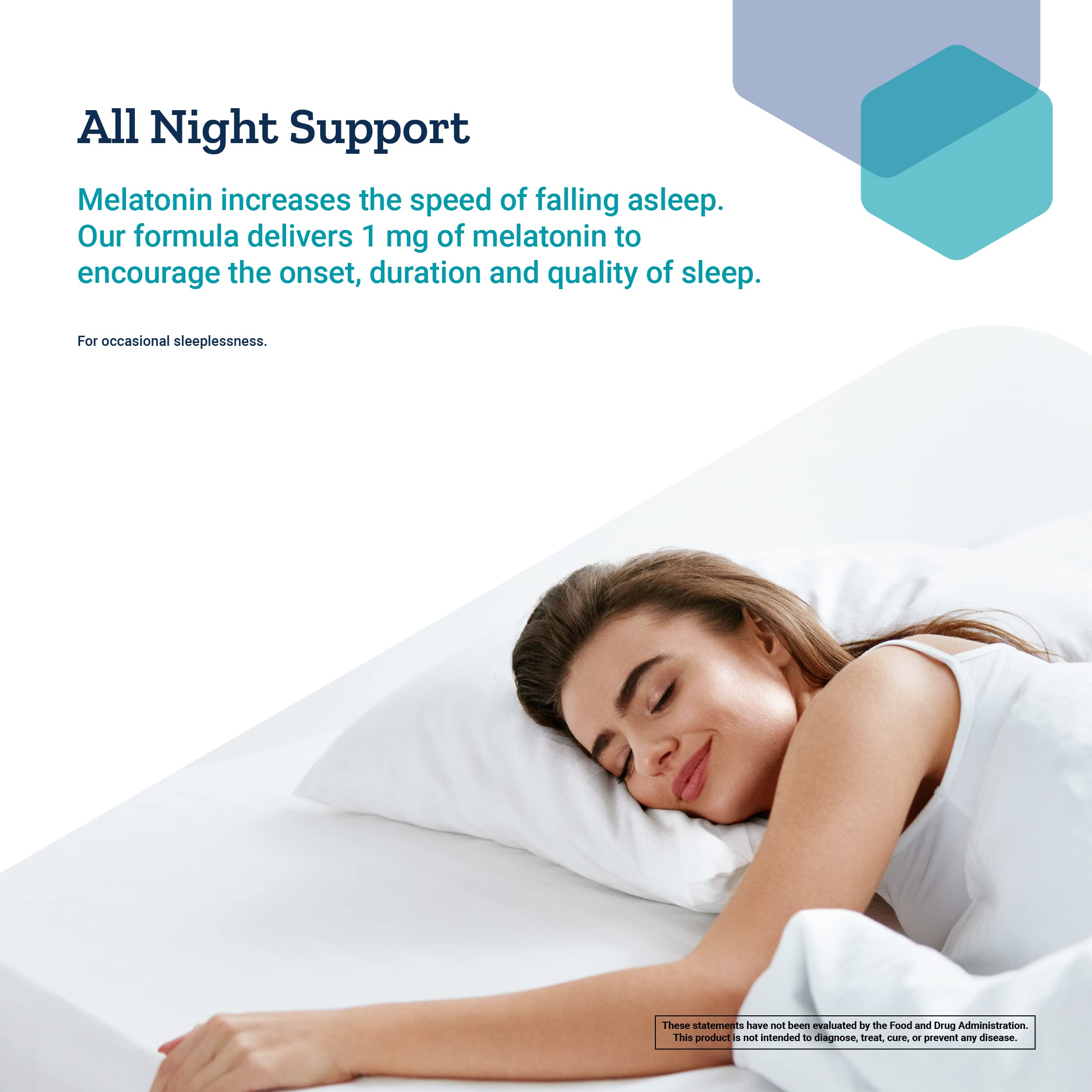 Life Extension Melatonin 1mg bottle on nightstand evokes ready-to-use night routine.