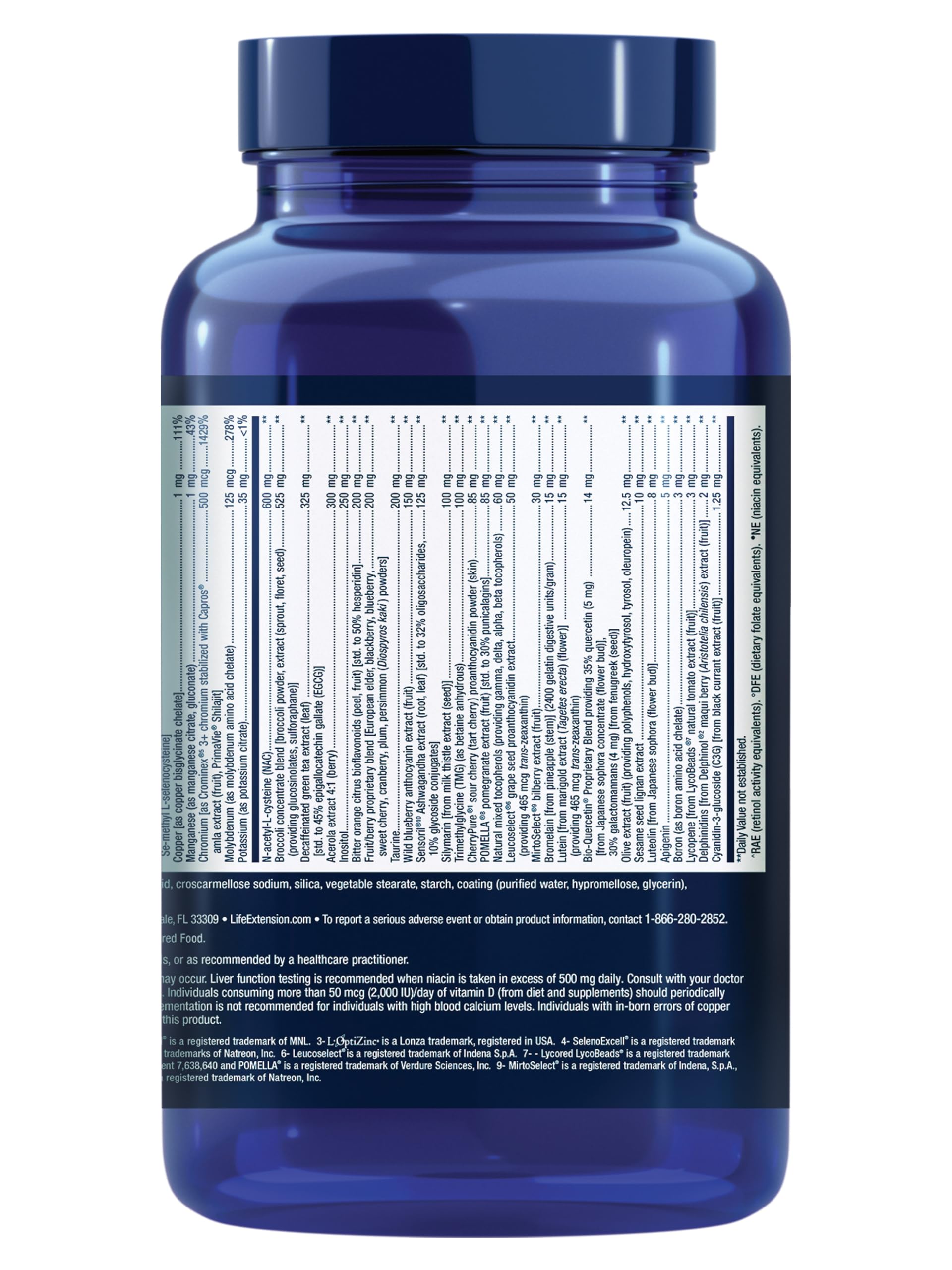 Bottle shot of Life Extension Mix tablets indicating high-potency vitamins for bone and heart health.