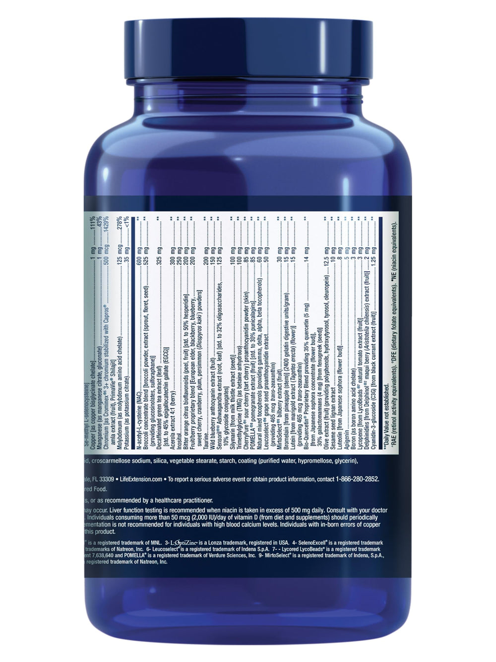 Bottle shot of Life Extension Mix tablets indicating high-potency vitamins for bone and heart health.