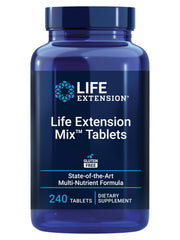 Life Extension Mix tablets bottle close-up highlighting immune support ingredients.