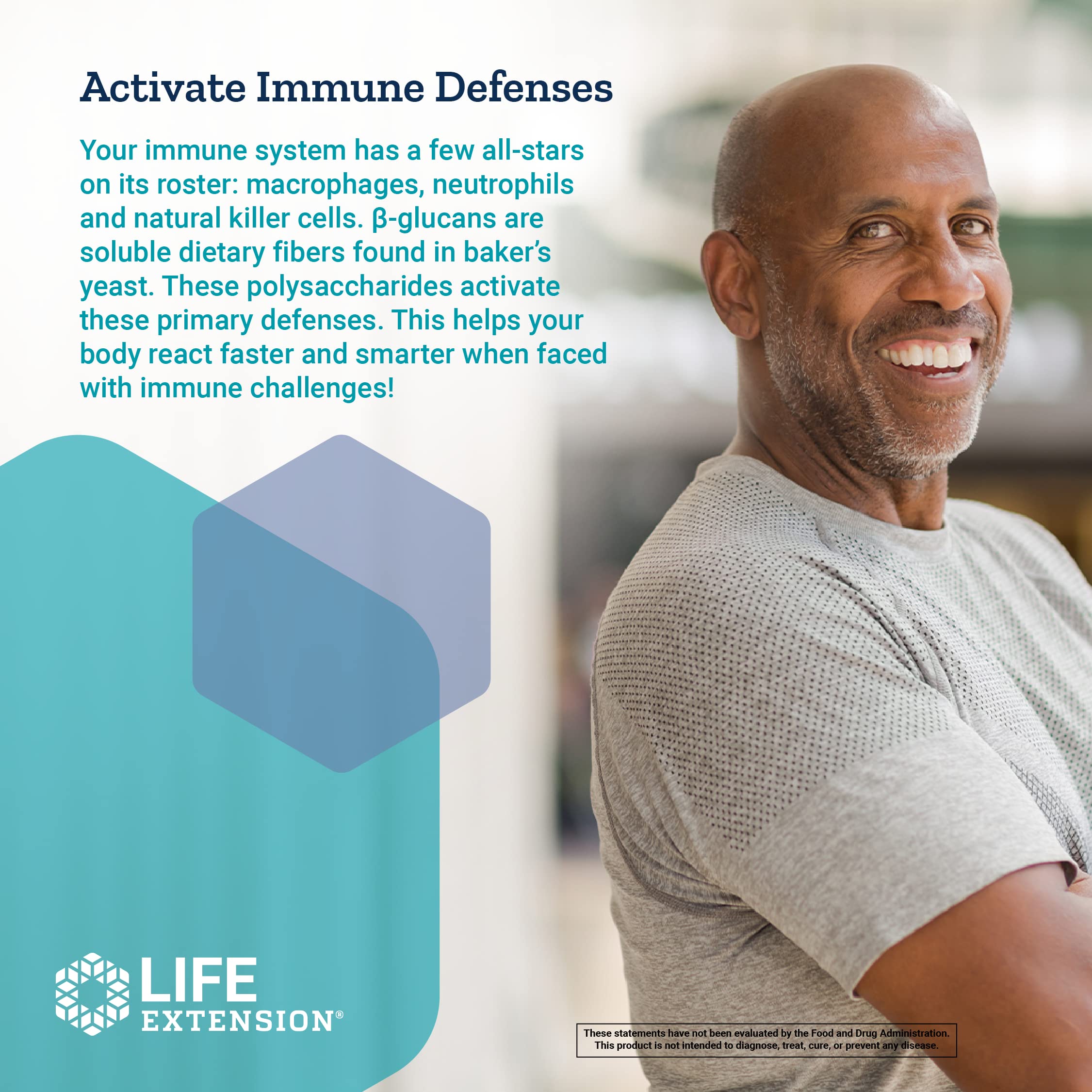 Life Extension Mushroom Immune Beta Glucans label illustrating immune-activating components.