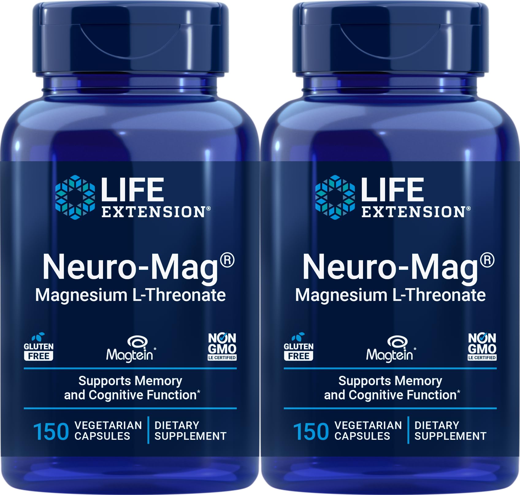 Life Extension Neuro-Mag bottle front with Magtein for cognitive support
