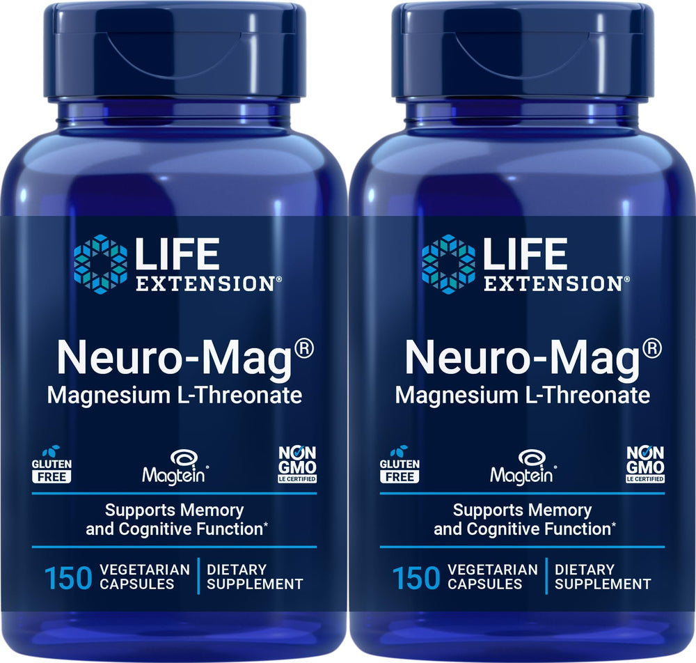 Life Extension Neuro-Mag bottle front with Magtein for cognitive support