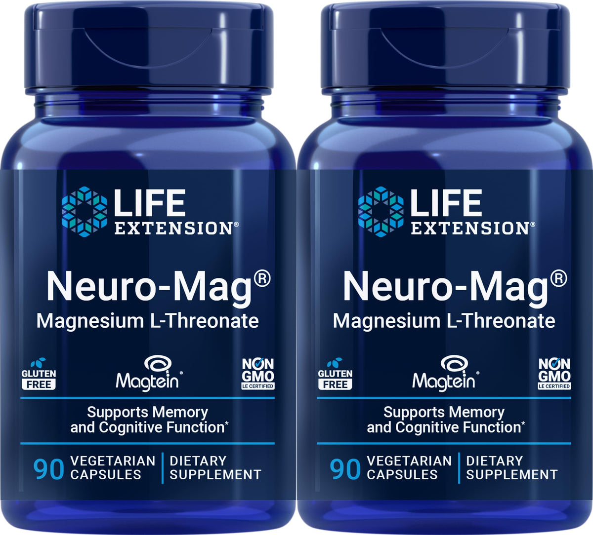 Life Extension Neuro-mag bottle with capsules, convenient daily brain support.