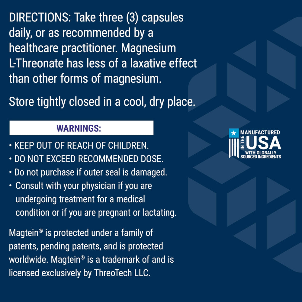 Life Extension Neuro-Mag ingredient label detail featuring Magtein L-Threonate