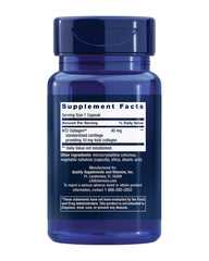 Life Extension NT2 Collagen bottle back shows gluten free and non GMO attributes
