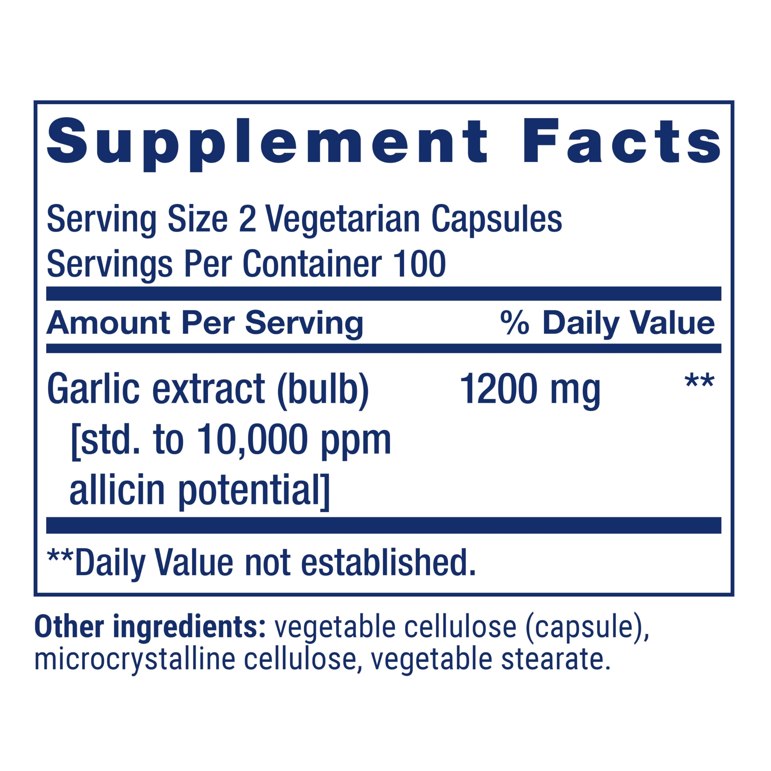 Life Extension Optimized Garlic label close-up, gluten-free and non-GMO claim visible.
