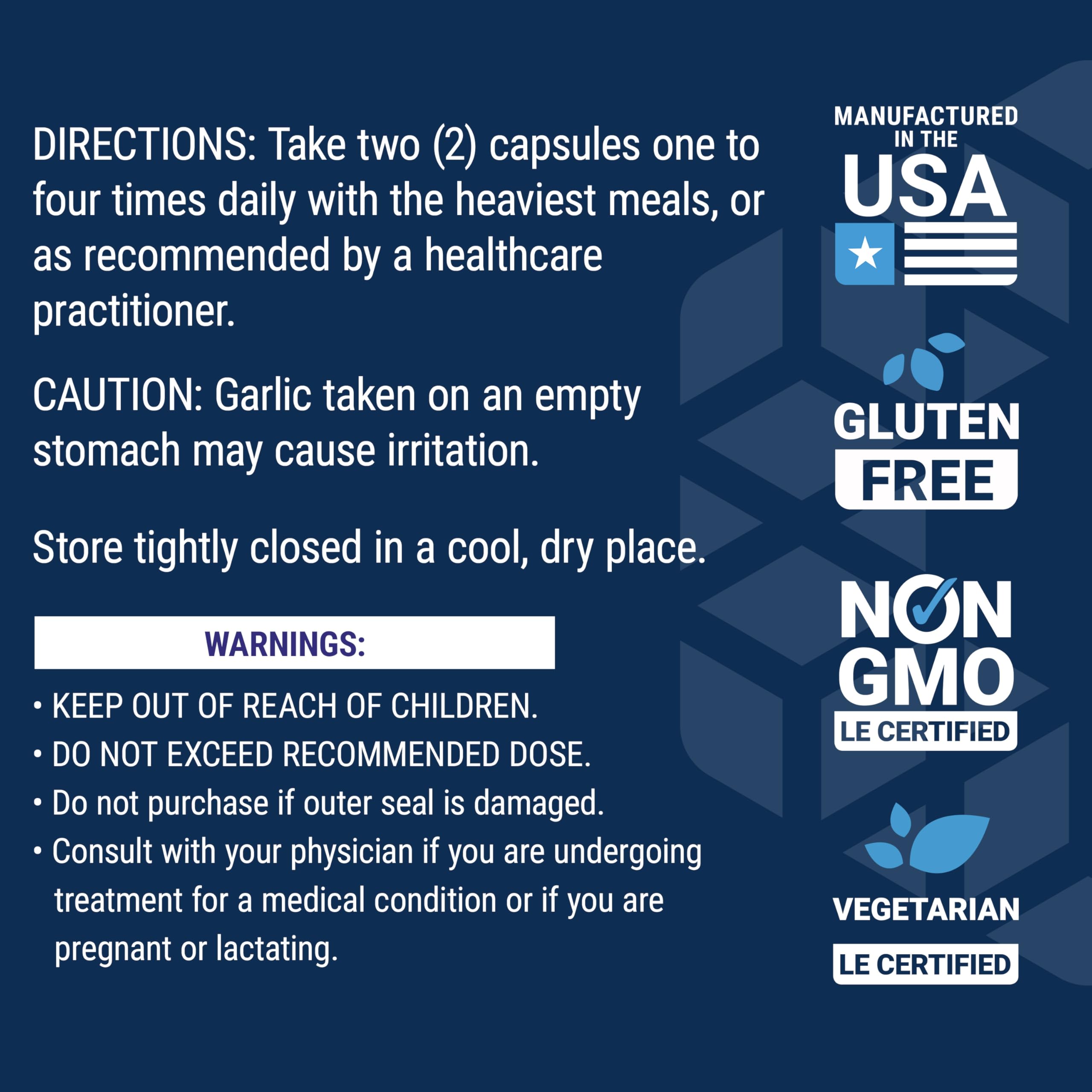 Life Extension Optimized Garlic box featuring non-GMO and gluten-free notes.