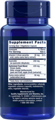 Life Extension Optimized Quercetin bottle label close-up showing two-pack value and ingredients