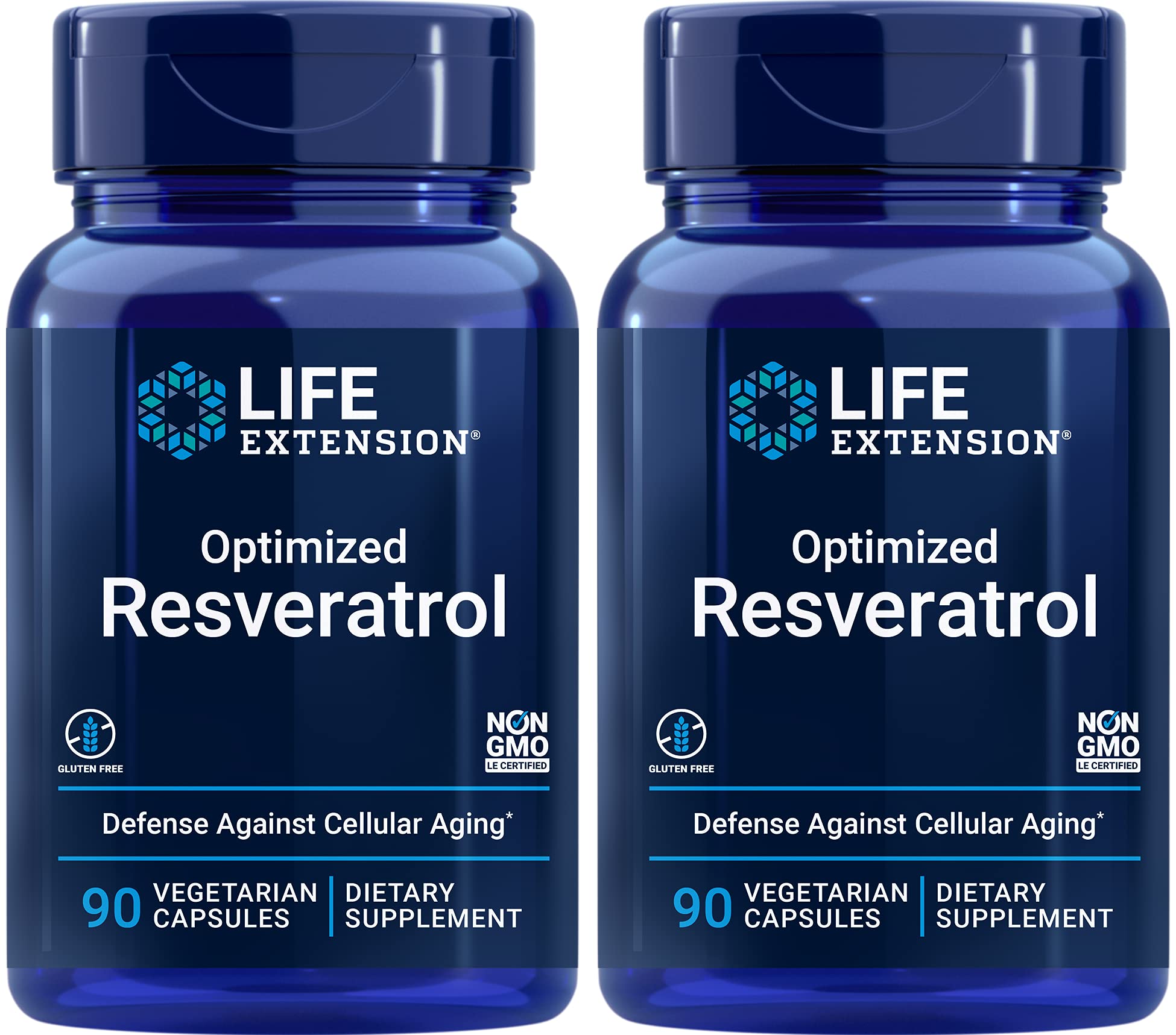 Life Extension Optimized Resveratrol bottle front view for longevity support