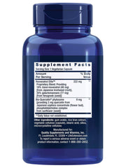 Life Extension Optimized Resveratrol Elite bottle back confirms gluten-free and non-GMO ingredients