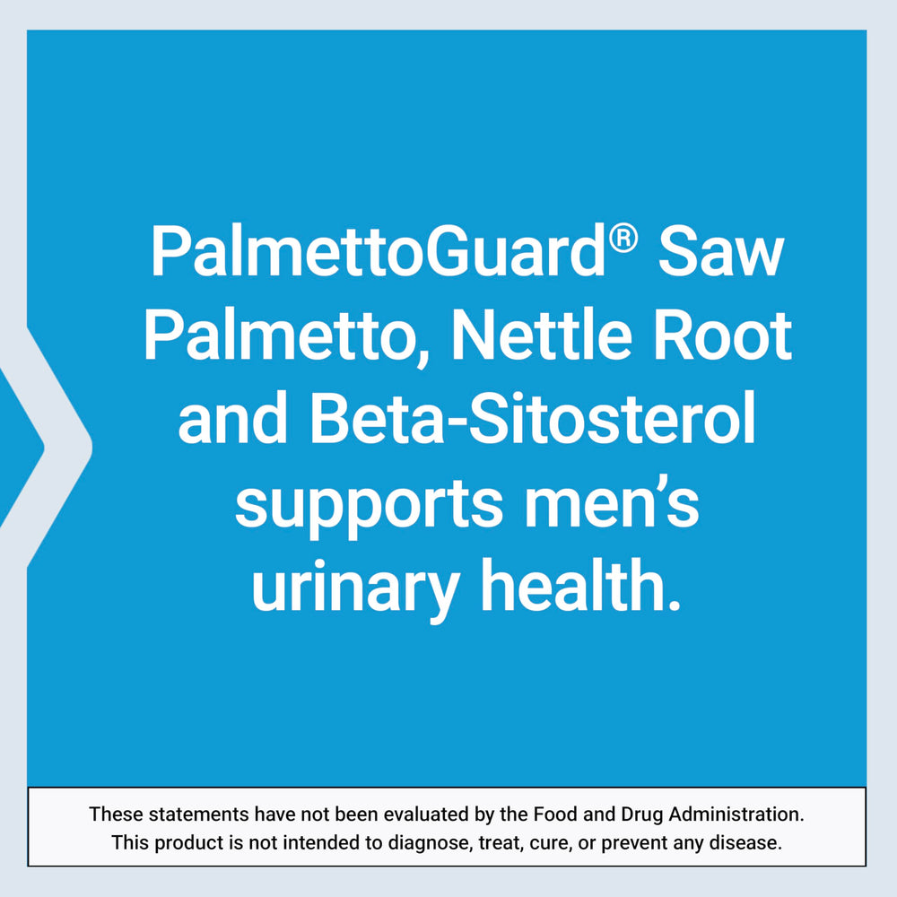 Life Extension PalmettoGuard gluten-free badge on product packaging