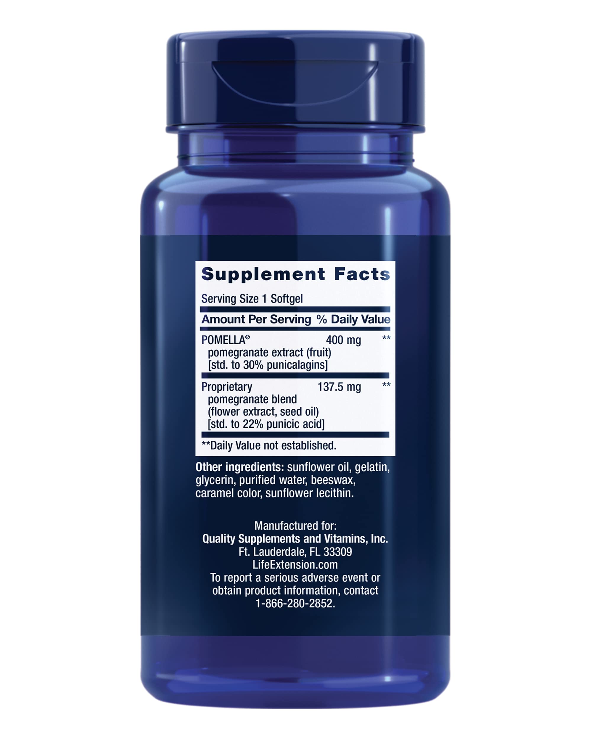 Life Extension Pomegranate Complete label details ingredients and benefits