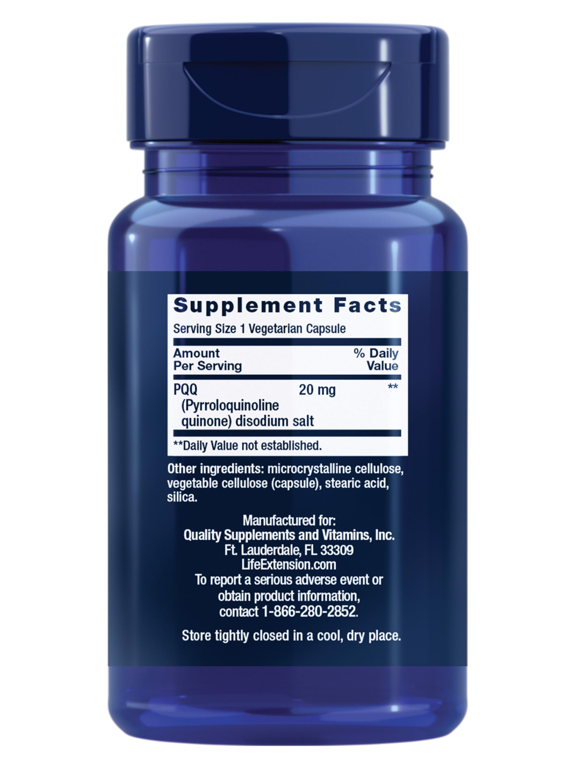 Life Extension PQQ capsules on blister pack — vegetarian option.