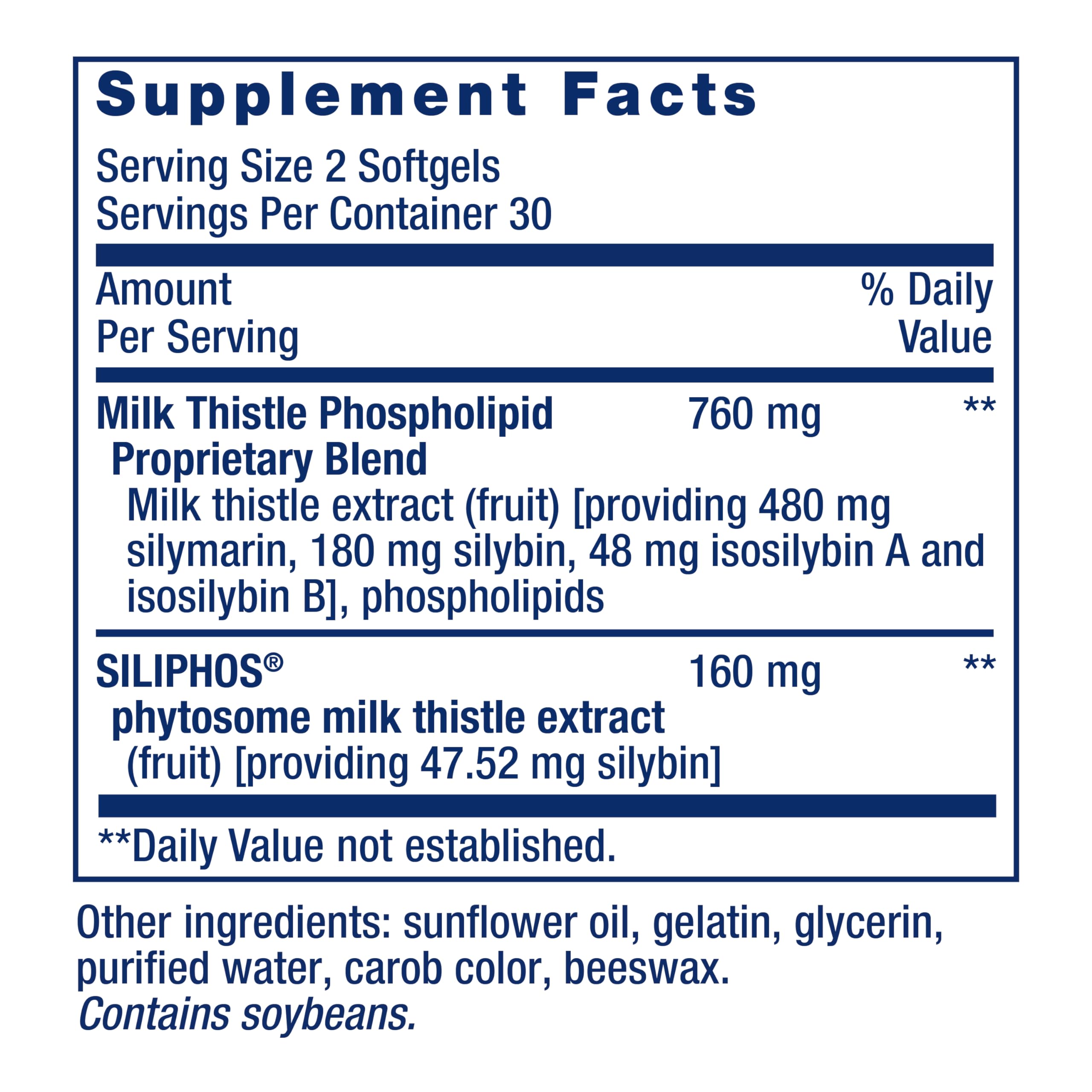 Life Extension Silybin phytosome complex highlighted for improved absorption.