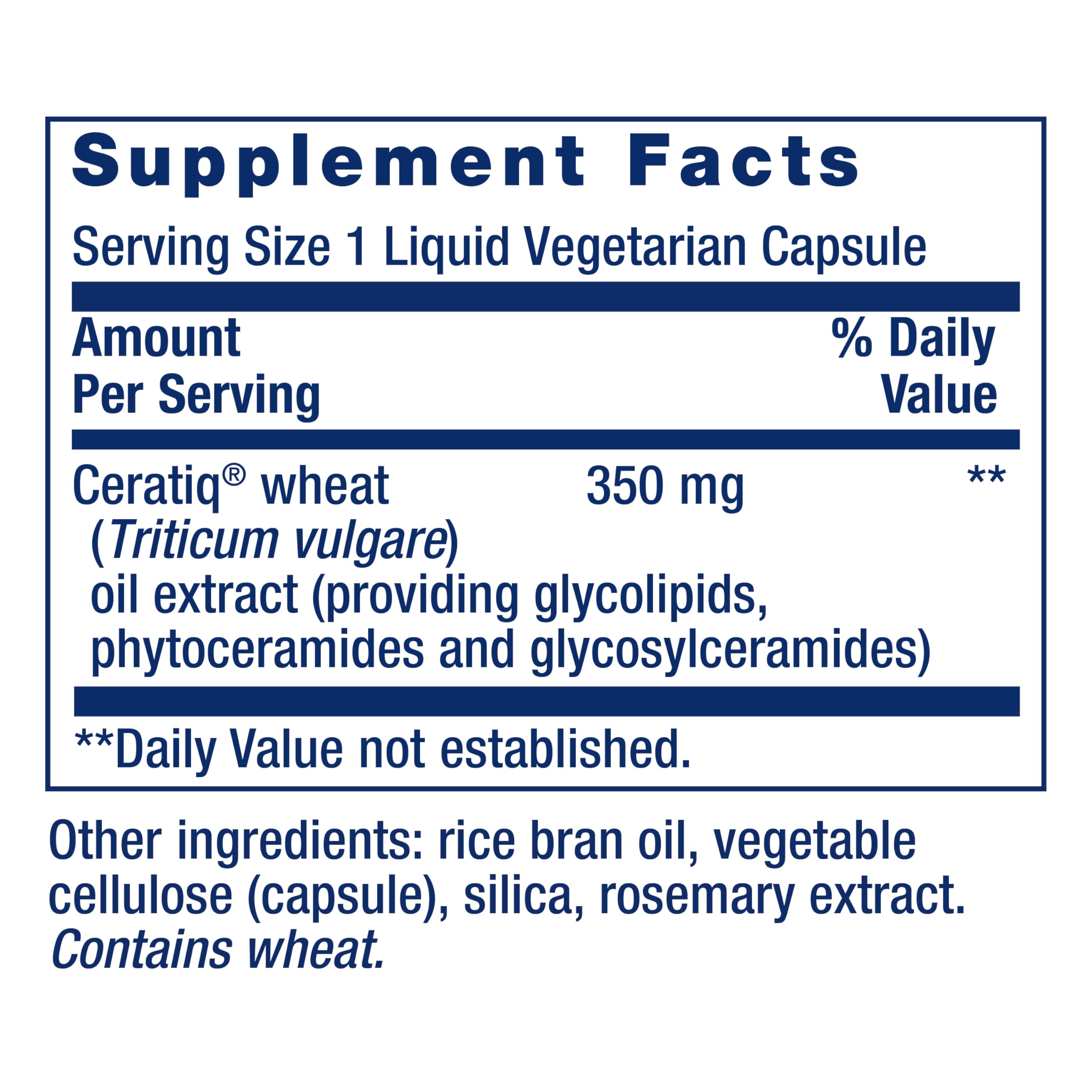 Life Extension Skin Restoring Ceramides ingredient wheat-oil extract boosts ceramide levels.