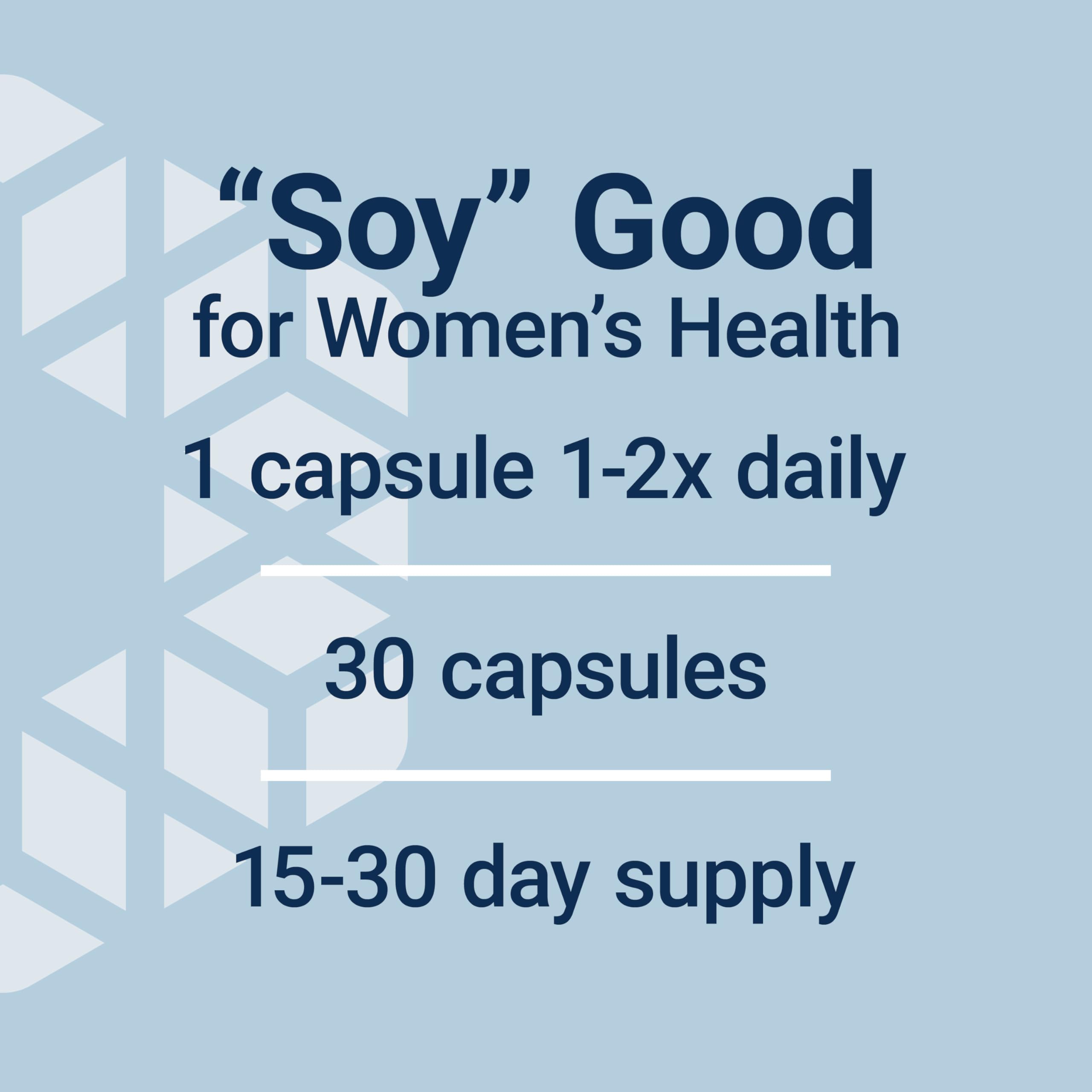 Life Extension Soy Isoflavones ingredients panel lists genistein, daidzein and glycitein.