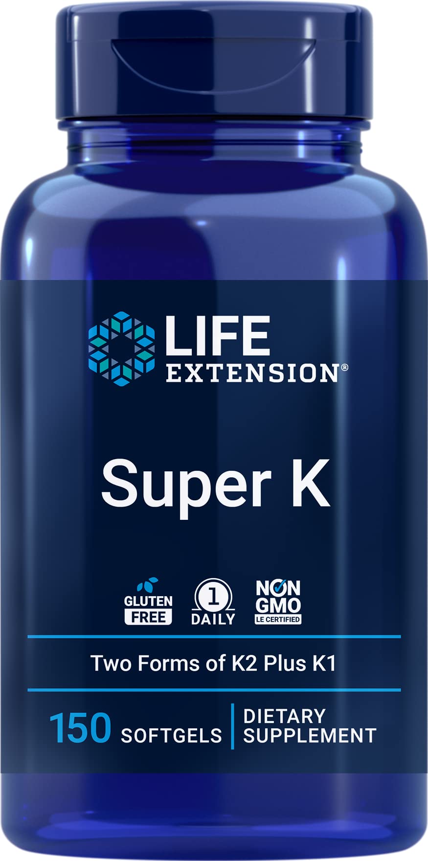 Life Extension Super K bottle with softgels for daily vitamin K support