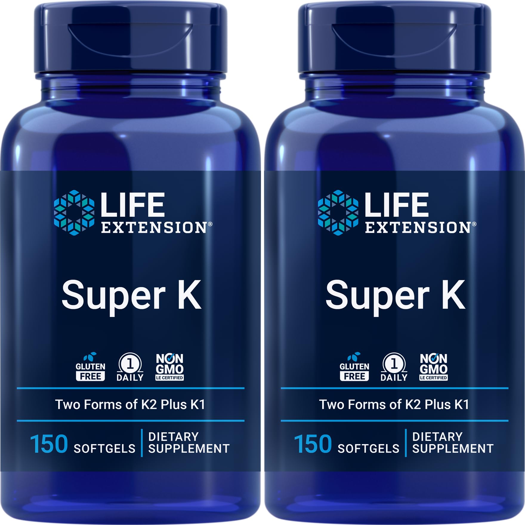 Life Extension Super K bottle front view for daily convenience