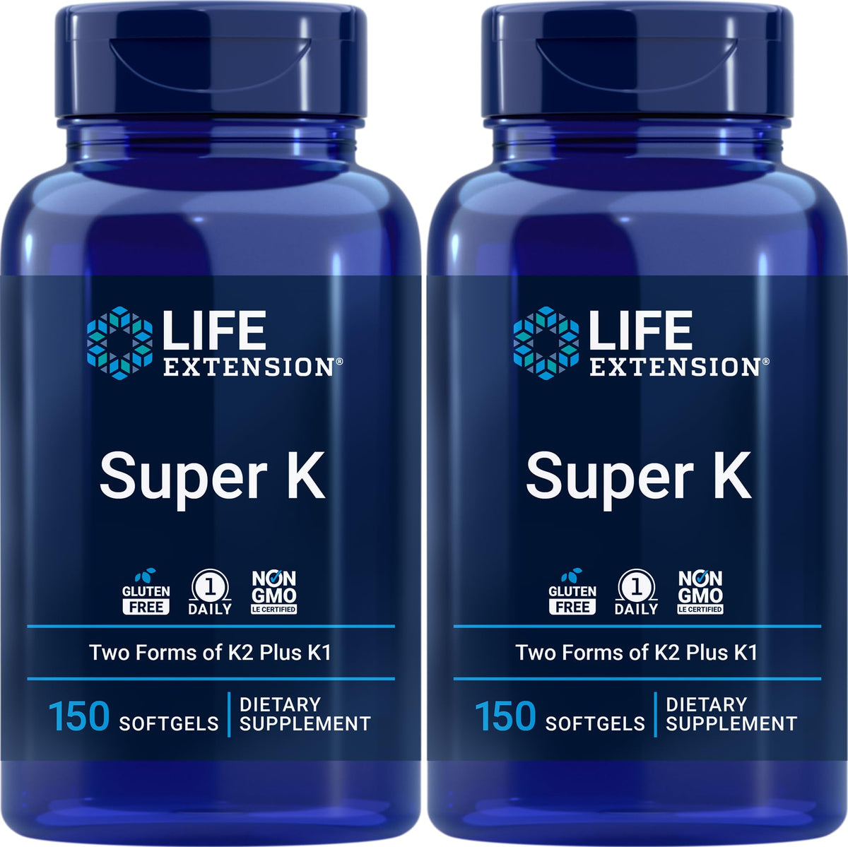 Life Extension Super K bottle front view for daily convenience