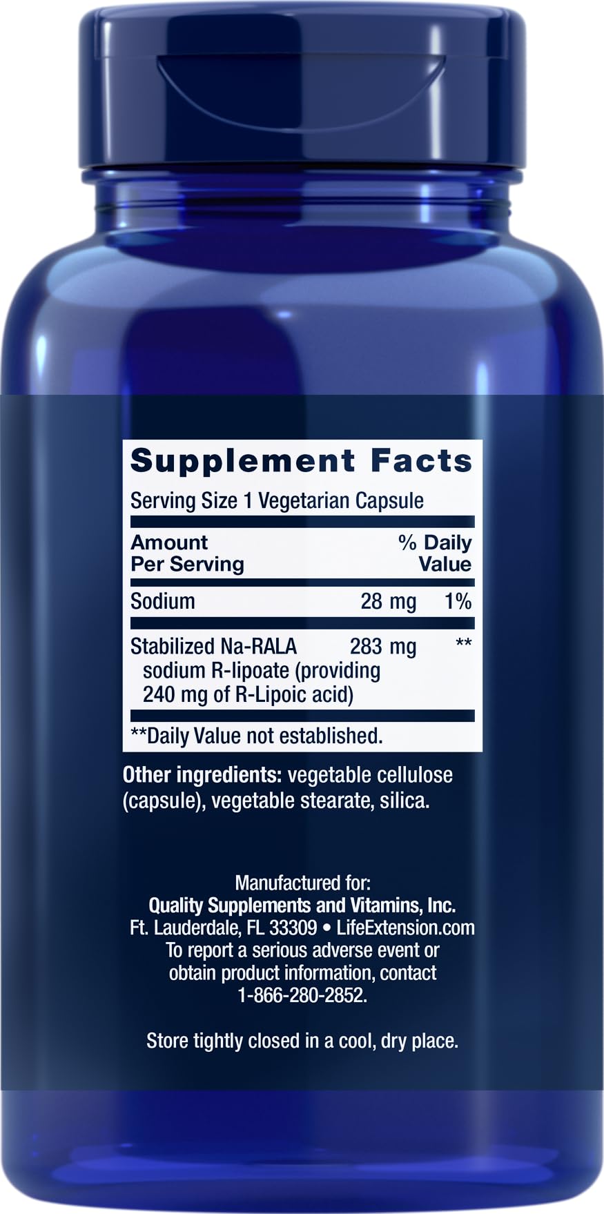 Life Extension Super R-Lipoic Acid capsule close-up highlighting the active R-lipoic acid