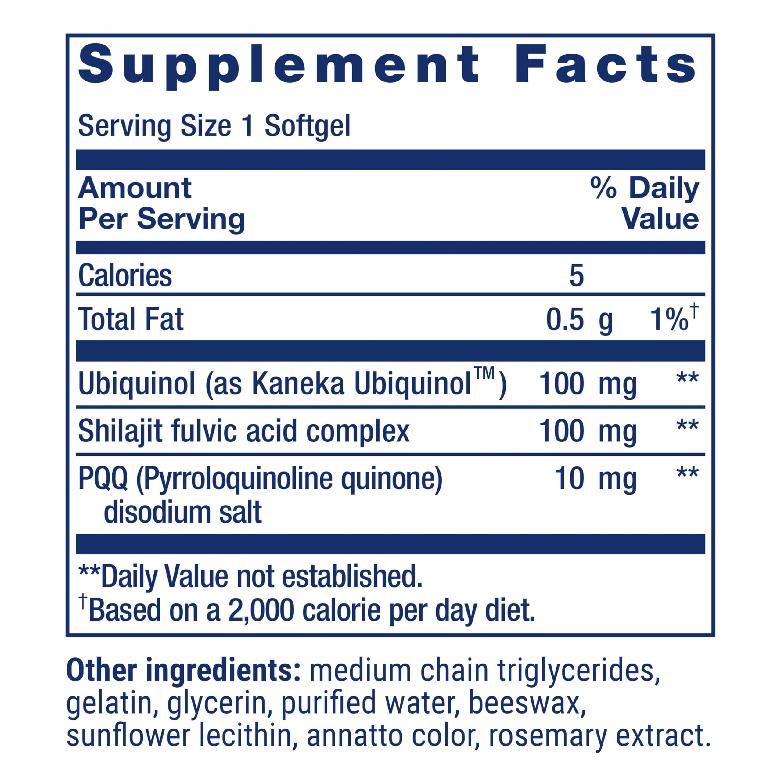 Life Extension Super Ubiquinol CoQ10 label close-up highlighting 100 mg CoQ10 per softgel