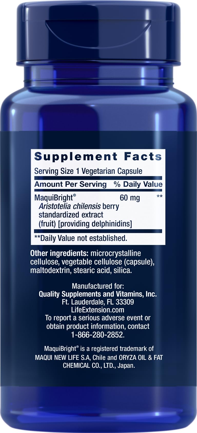 Life Extension Tear Support MaquiBright capsules closeup showing vegetarian formula for daily eye comfort.