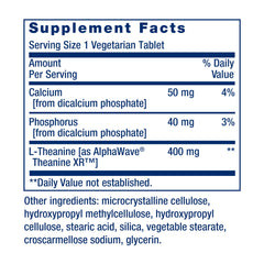 Life Extension Theanine XR bottle label highlights non-GMO and gluten-free