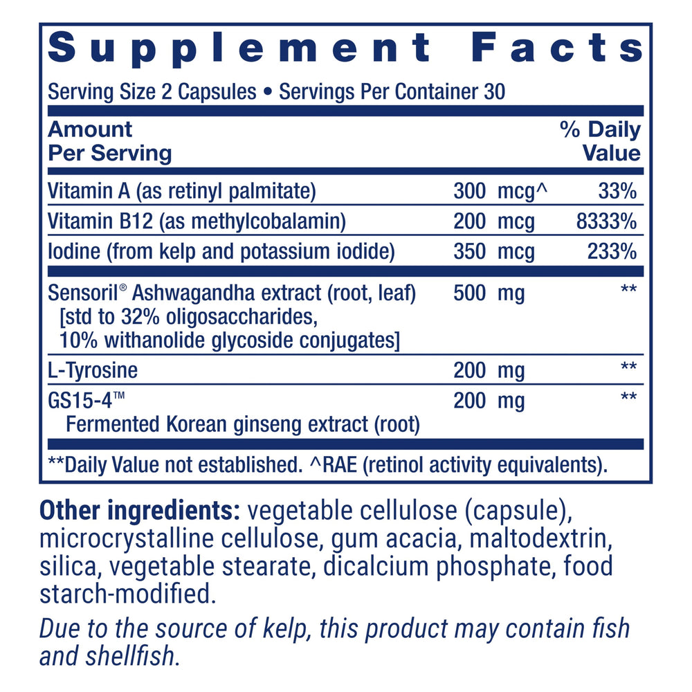 Life Extension Thyroid Support Complex label closeup highlights ingredients for thyroid health