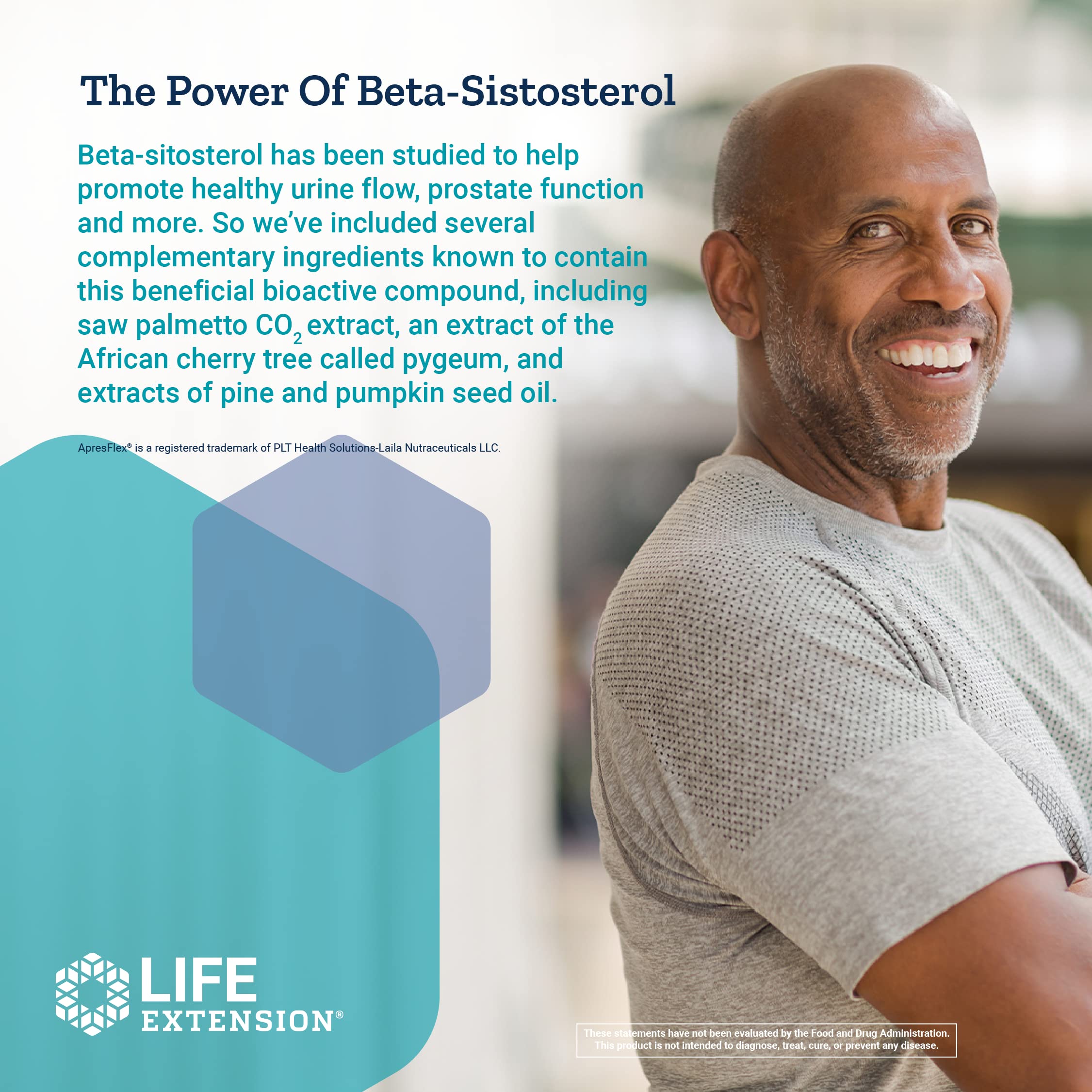 Ingredients chart for Life Extension Ultra Prostate Formula lists beta-sitosterol, lycopene, pumpkin seed.
