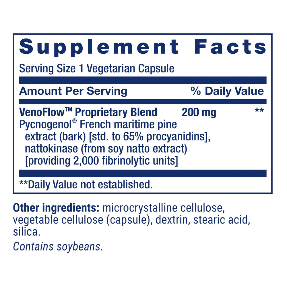 Life Extension VenoFlow capsules close-up highlighting easy daily intake