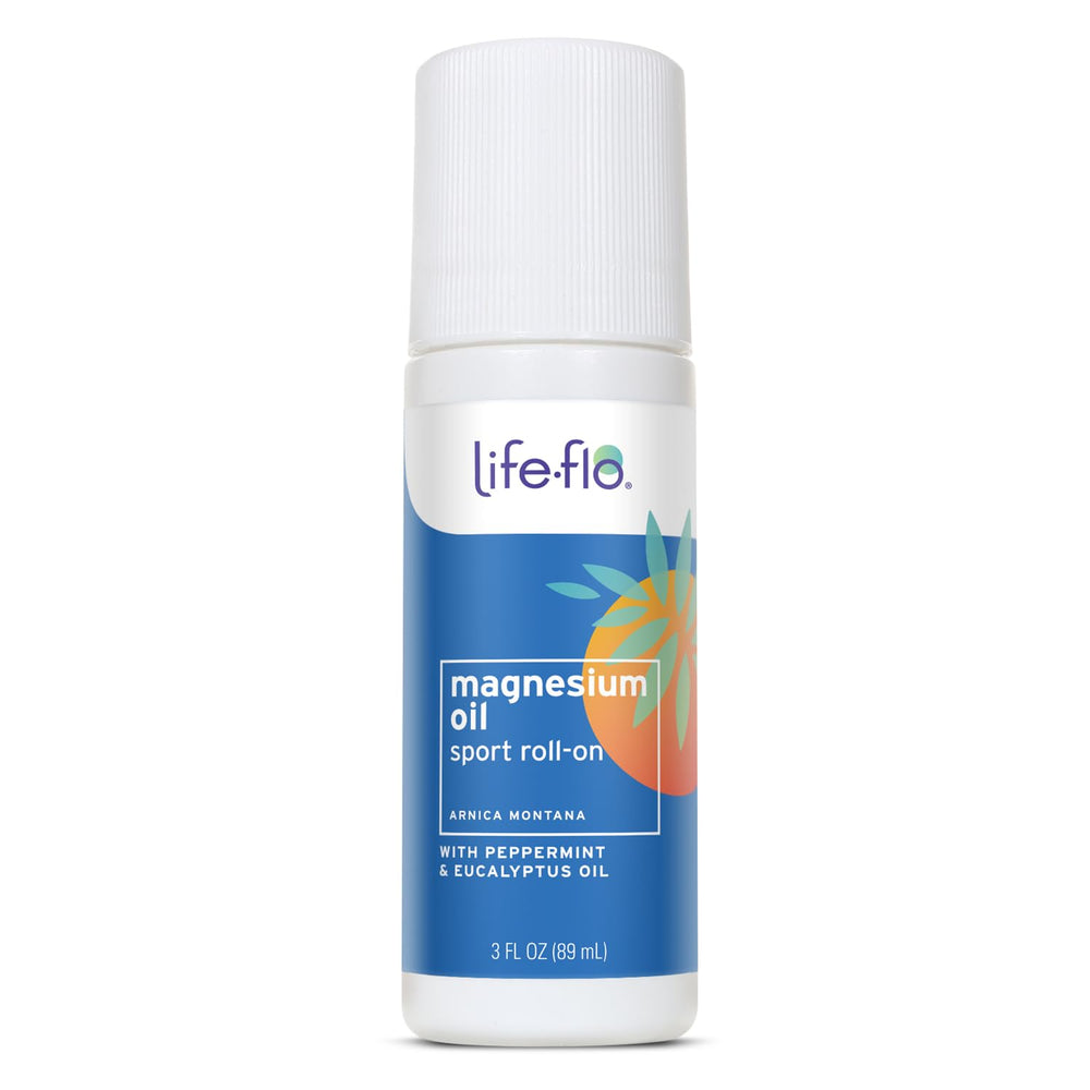Life-Flo Magnesium Oil Sport Roll-On cooling relief on sore calves after running.