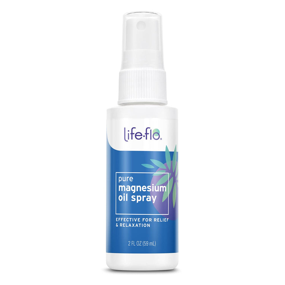 Life-Flo Pure Magnesium Oil bottle spray ready for convenient post-workout relief.