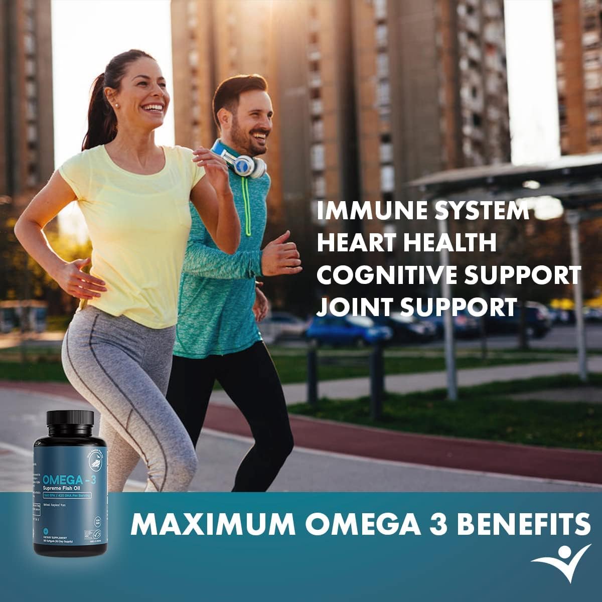Sustainable sourcing mark on Life & Food Omega-3 Supreme reflects responsible harvesting.