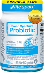 Life-Space Premium probiotic bottle front showing 60 capsules for daily support