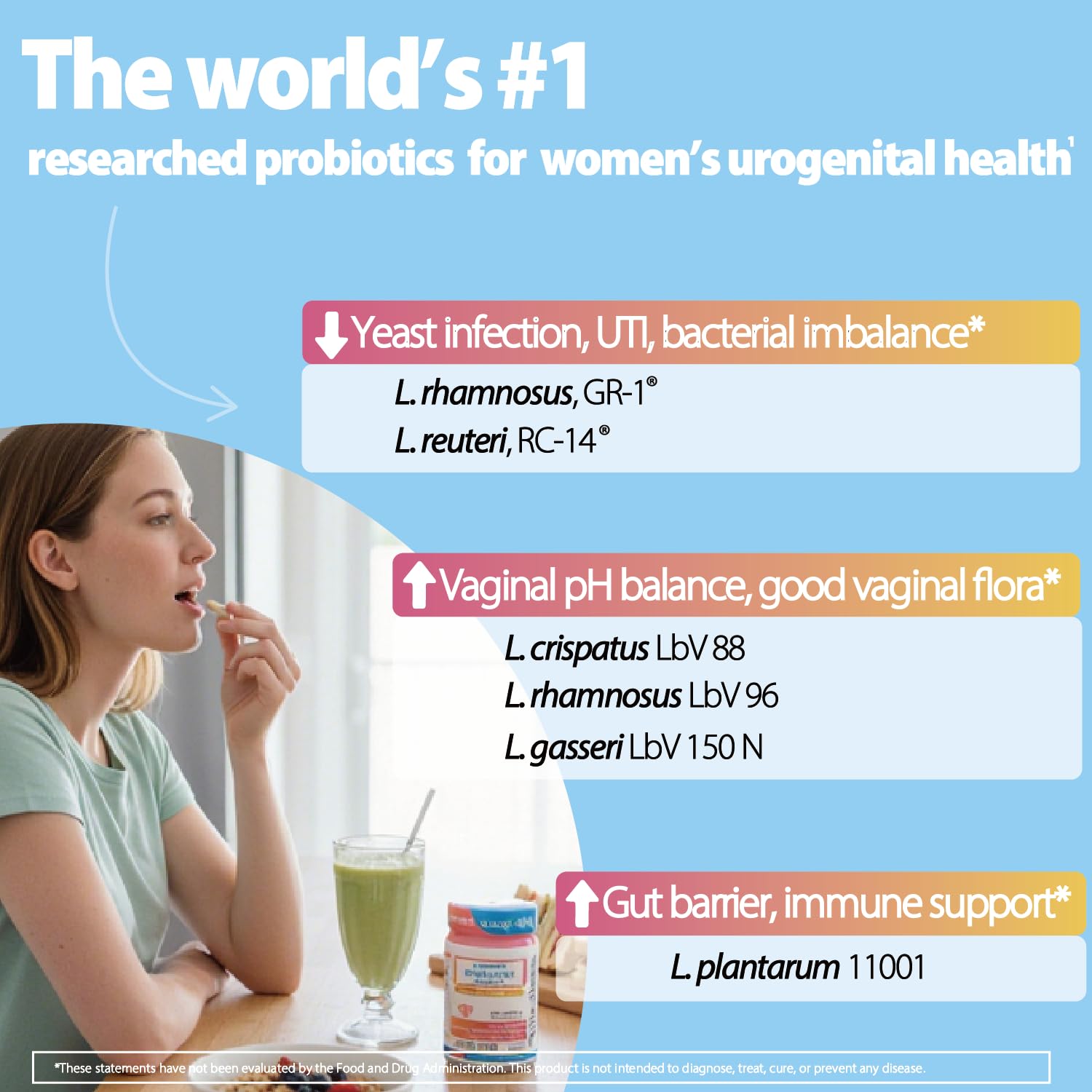 Life-Space Probiotic for Women label detail showing strain codes and potency