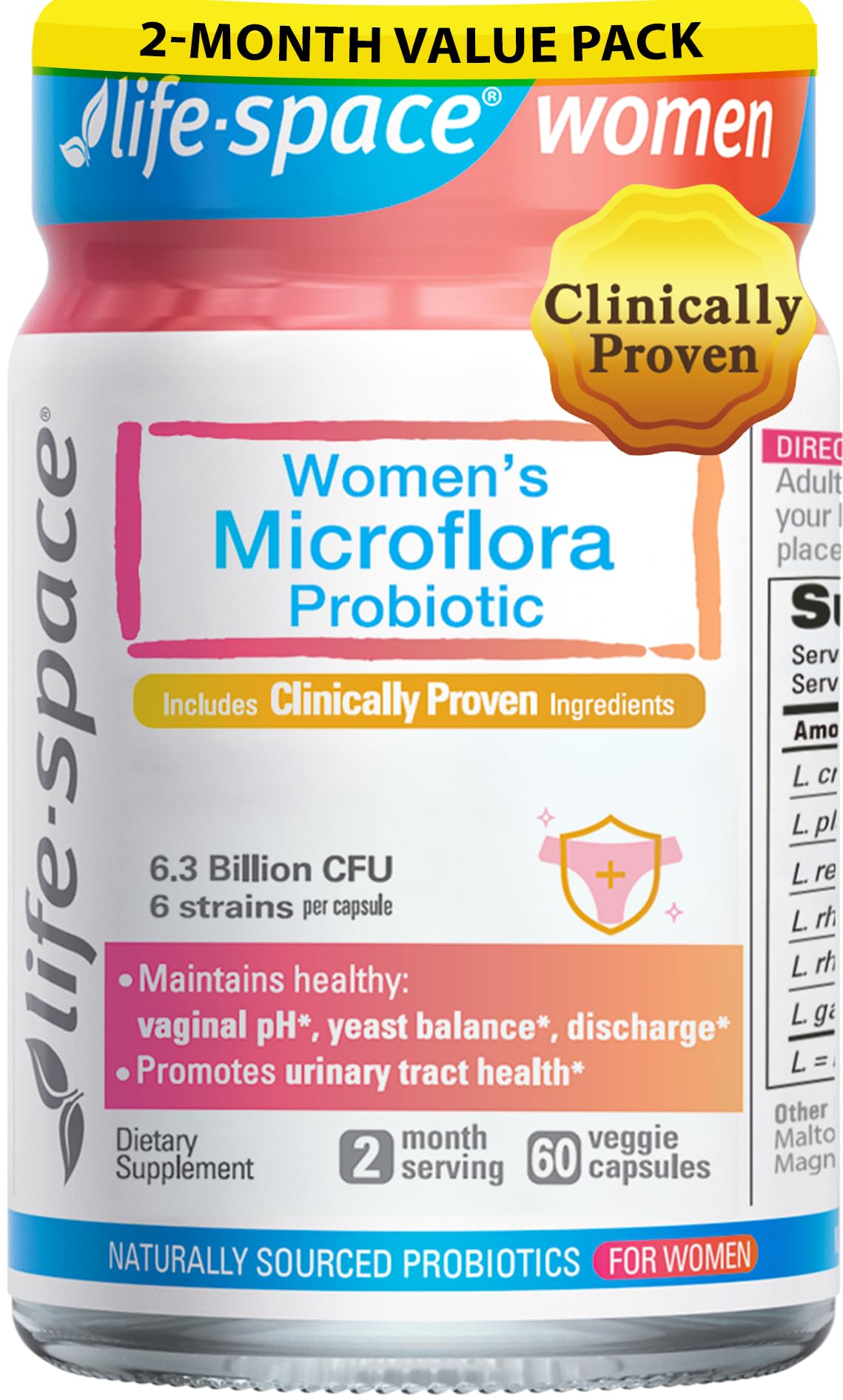 Life-Space Women Probiotic bottle front signals a trusted daily wellness partner for vaginal balance.