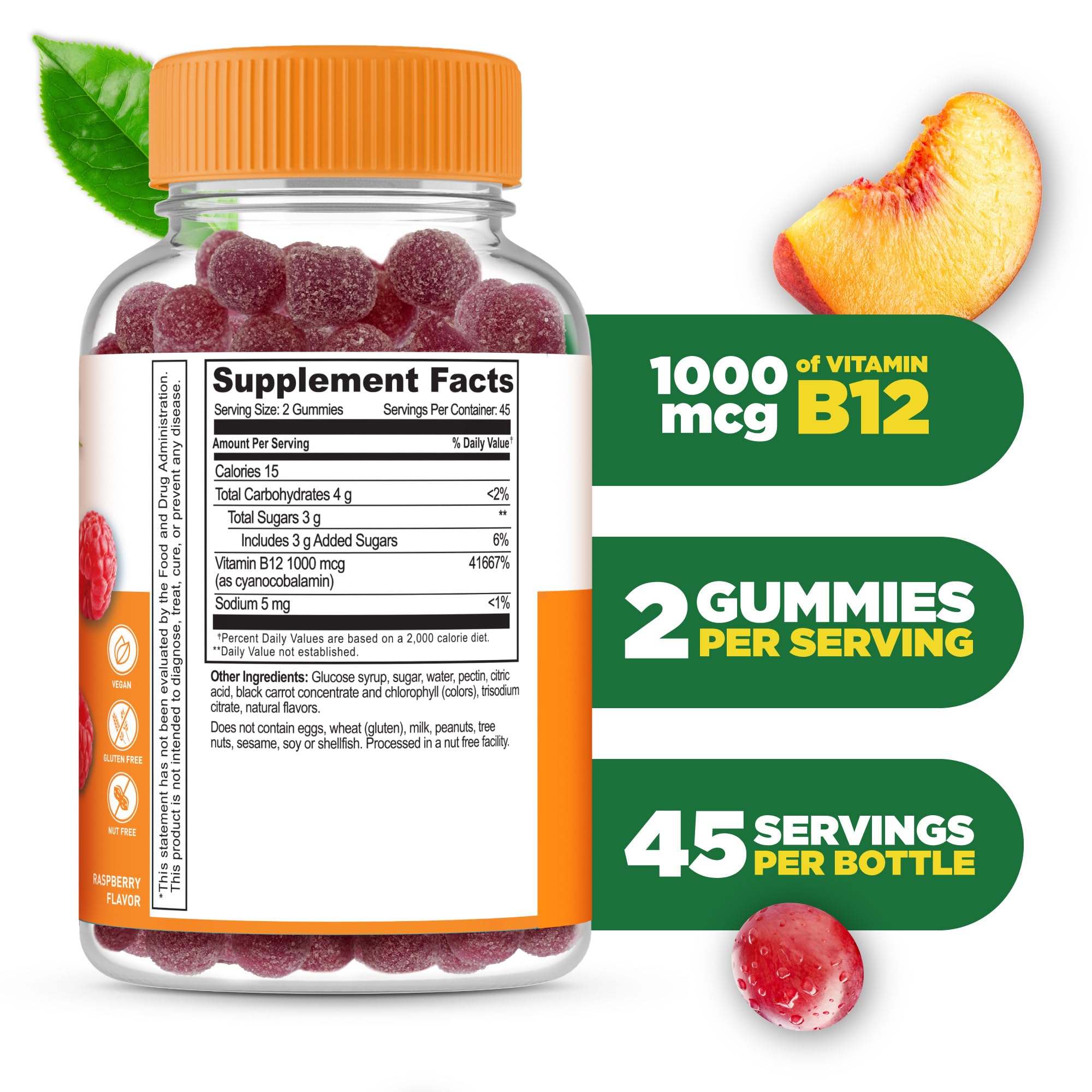 Lifeable B12 gummies raspberry flavor close-up showing tasty, easy-to-chew routine.