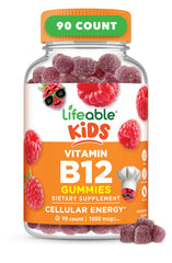 Lifeable B12 Kids Raspberry Gummies showcase a tasty energy boost