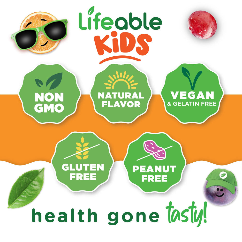 Lifeable B6 Gummies vegan and allergy-friendly labeling on packaging.