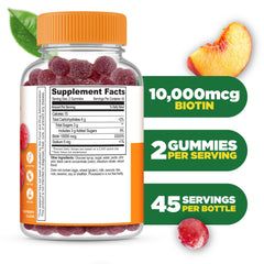 Lifeable Biotin Gummies close-up, raspberry flavor, easy-to-chew daily supplement.