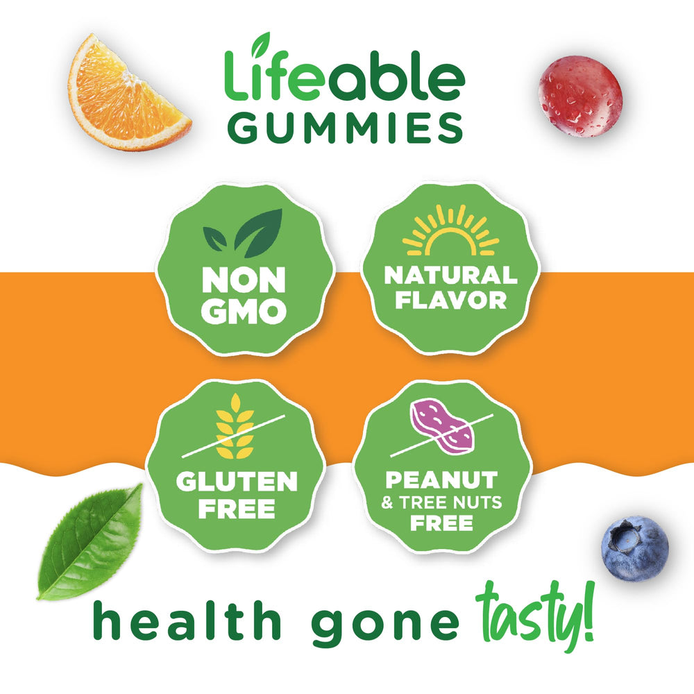 Lifeable bottle of 90 gummies illustrating 45 servings for families