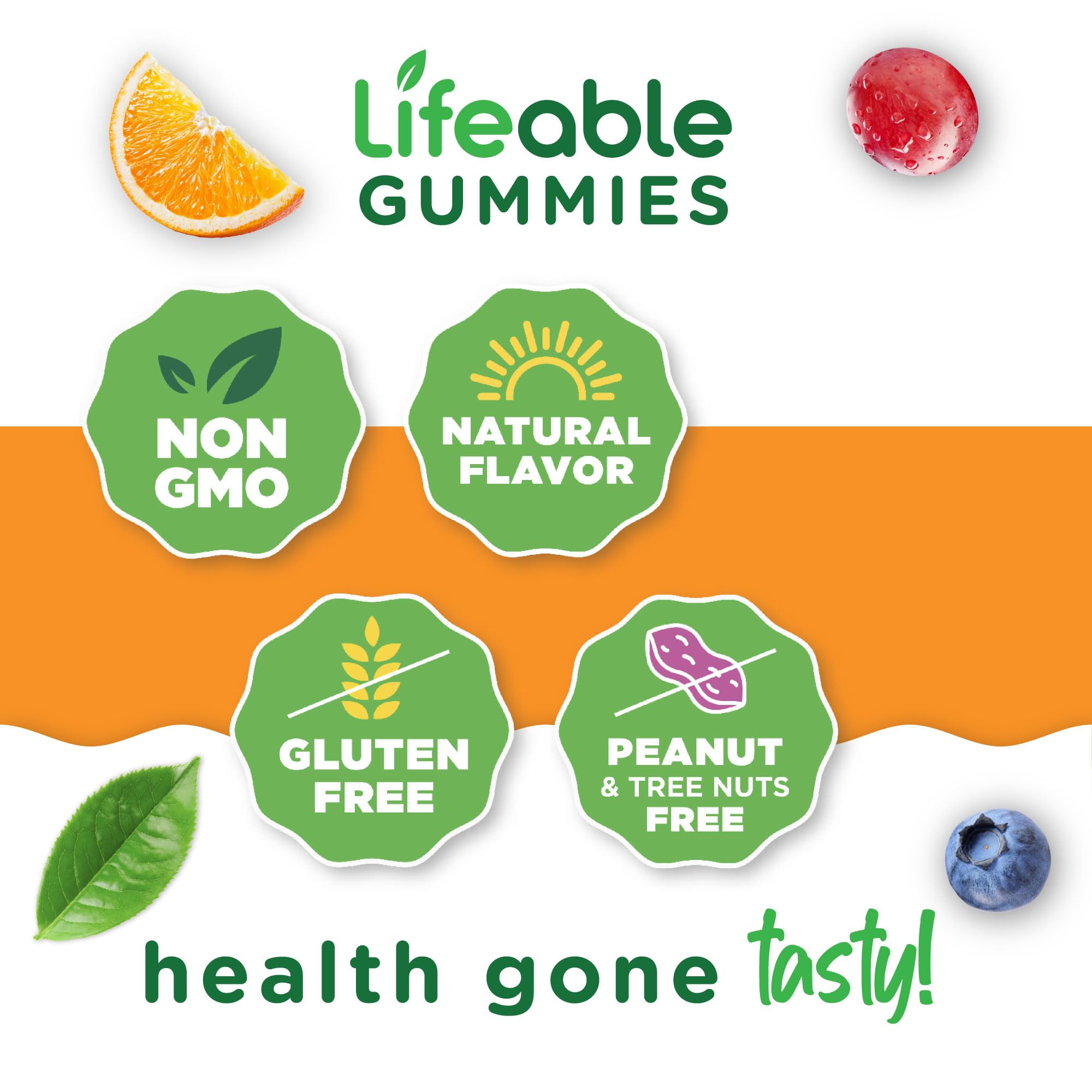 Close-up of Lifeable Calcium with Vitamin D3 gummies showing fruity texture and flavor