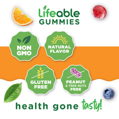 Close-up of Lifeable Calcium with Vitamin D3 gummies showing fruity texture and flavor