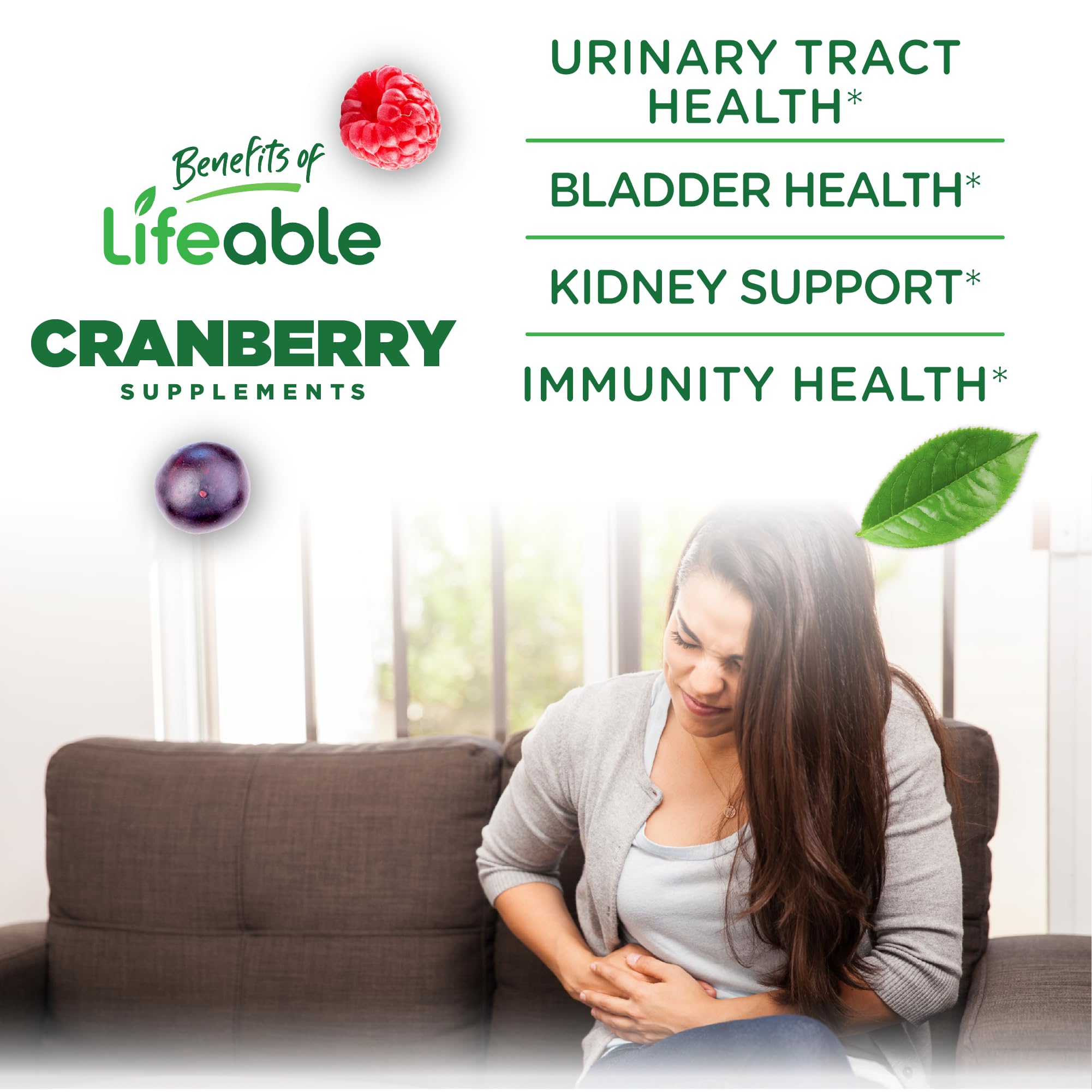 Jar with Lifeable Cranberry Gummies label emphasizing vegan and non-GMO