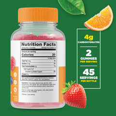 Lifeable Glucose Gummies close-up of colorful gummies highlighting natural mixed berry flavor
